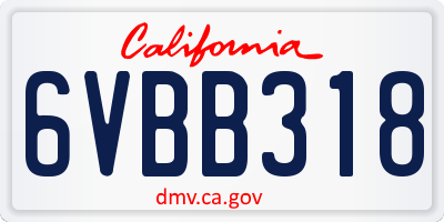 CA license plate 6VBB318