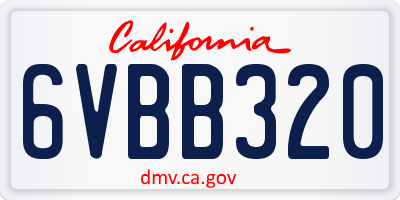 CA license plate 6VBB320