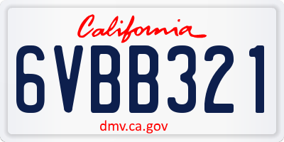 CA license plate 6VBB321