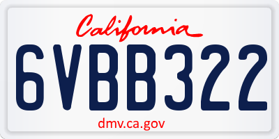 CA license plate 6VBB322