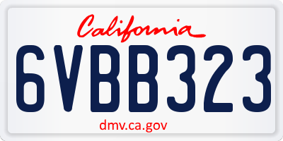 CA license plate 6VBB323