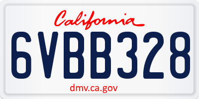 CA license plate 6VBB328