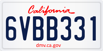 CA license plate 6VBB331