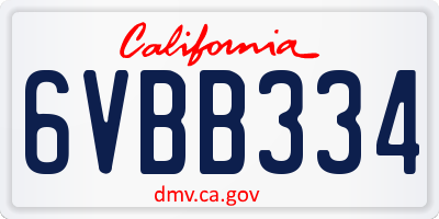 CA license plate 6VBB334