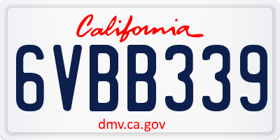 CA license plate 6VBB339