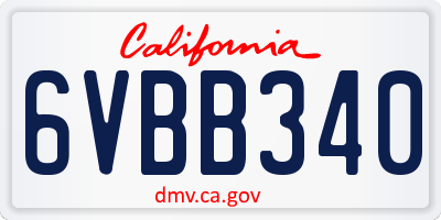 CA license plate 6VBB340