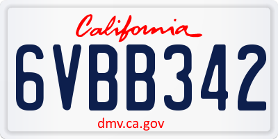 CA license plate 6VBB342
