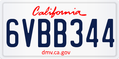 CA license plate 6VBB344