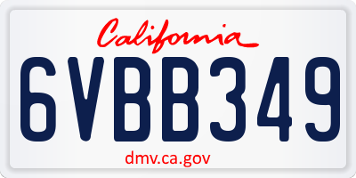 CA license plate 6VBB349