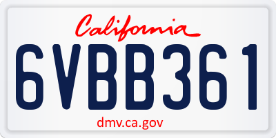 CA license plate 6VBB361