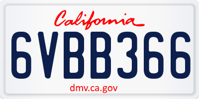 CA license plate 6VBB366