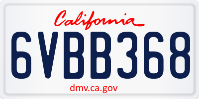 CA license plate 6VBB368