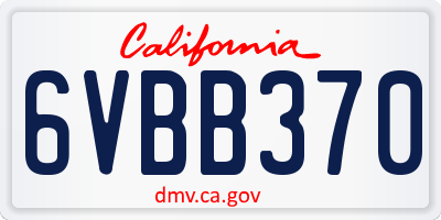 CA license plate 6VBB370