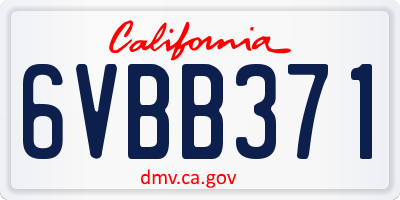 CA license plate 6VBB371