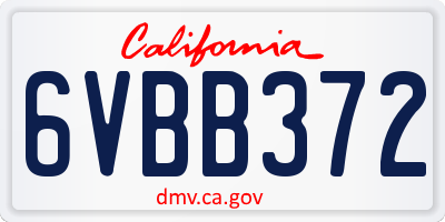 CA license plate 6VBB372