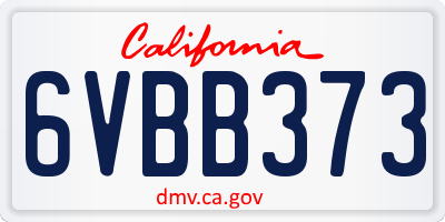 CA license plate 6VBB373