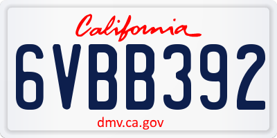 CA license plate 6VBB392