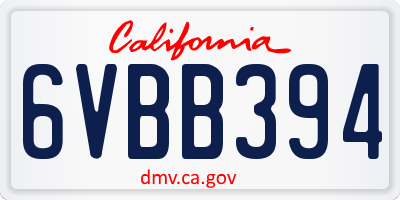 CA license plate 6VBB394