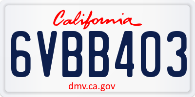 CA license plate 6VBB403