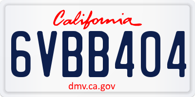 CA license plate 6VBB404