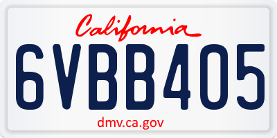 CA license plate 6VBB405