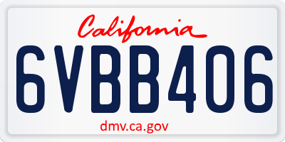 CA license plate 6VBB406