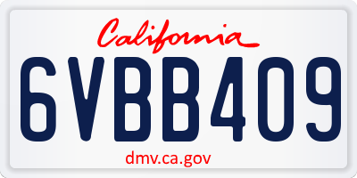 CA license plate 6VBB409