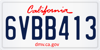 CA license plate 6VBB413