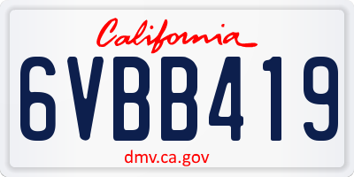 CA license plate 6VBB419