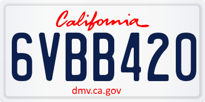 CA license plate 6VBB420