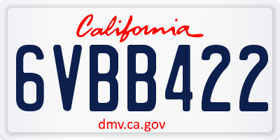 CA license plate 6VBB422