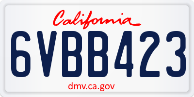 CA license plate 6VBB423