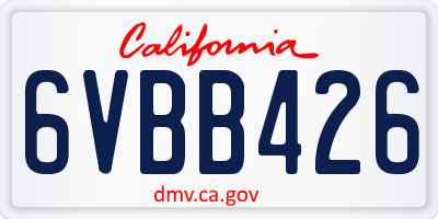 CA license plate 6VBB426