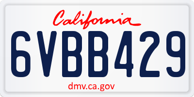 CA license plate 6VBB429