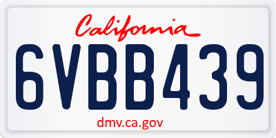 CA license plate 6VBB439