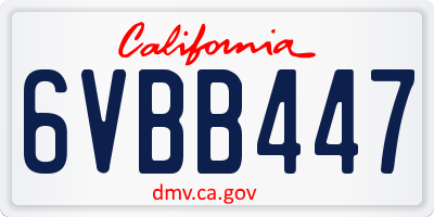 CA license plate 6VBB447