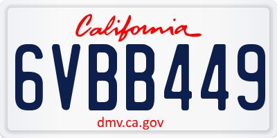 CA license plate 6VBB449