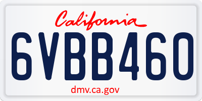 CA license plate 6VBB460