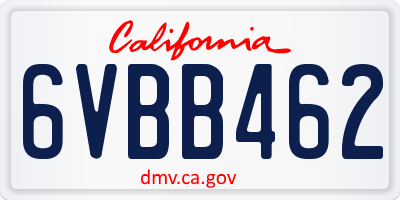 CA license plate 6VBB462