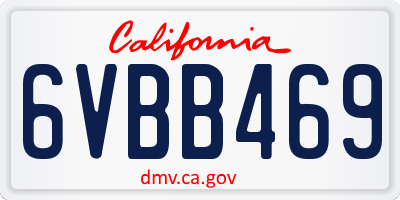 CA license plate 6VBB469