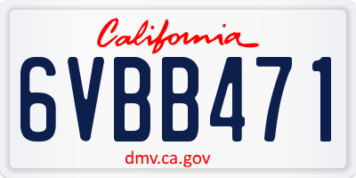 CA license plate 6VBB471