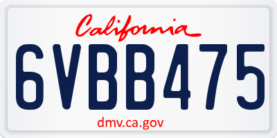 CA license plate 6VBB475