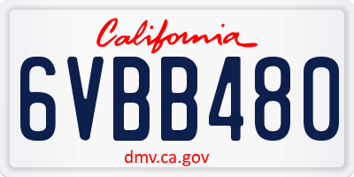 CA license plate 6VBB480