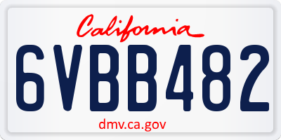 CA license plate 6VBB482