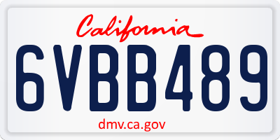 CA license plate 6VBB489
