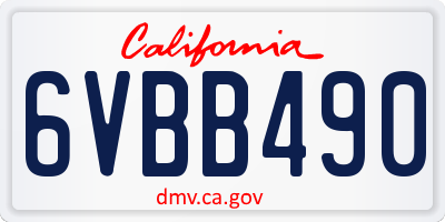 CA license plate 6VBB490