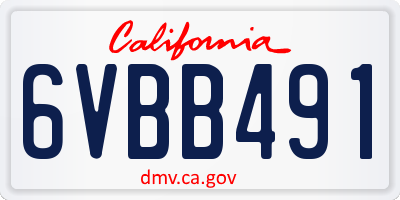 CA license plate 6VBB491