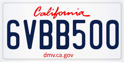 CA license plate 6VBB500