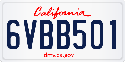 CA license plate 6VBB501
