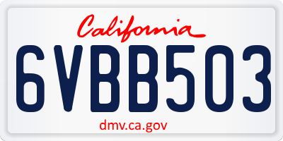 CA license plate 6VBB503
